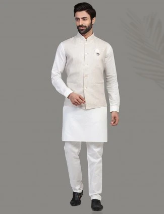 Waistcoats with linen kurta for men